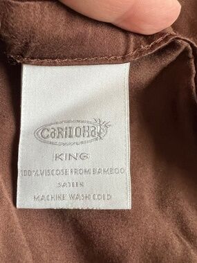 Cariloha Resort King Bamboo 2 Piece Sateen Sheet Chocolate Brown Luxe Eco